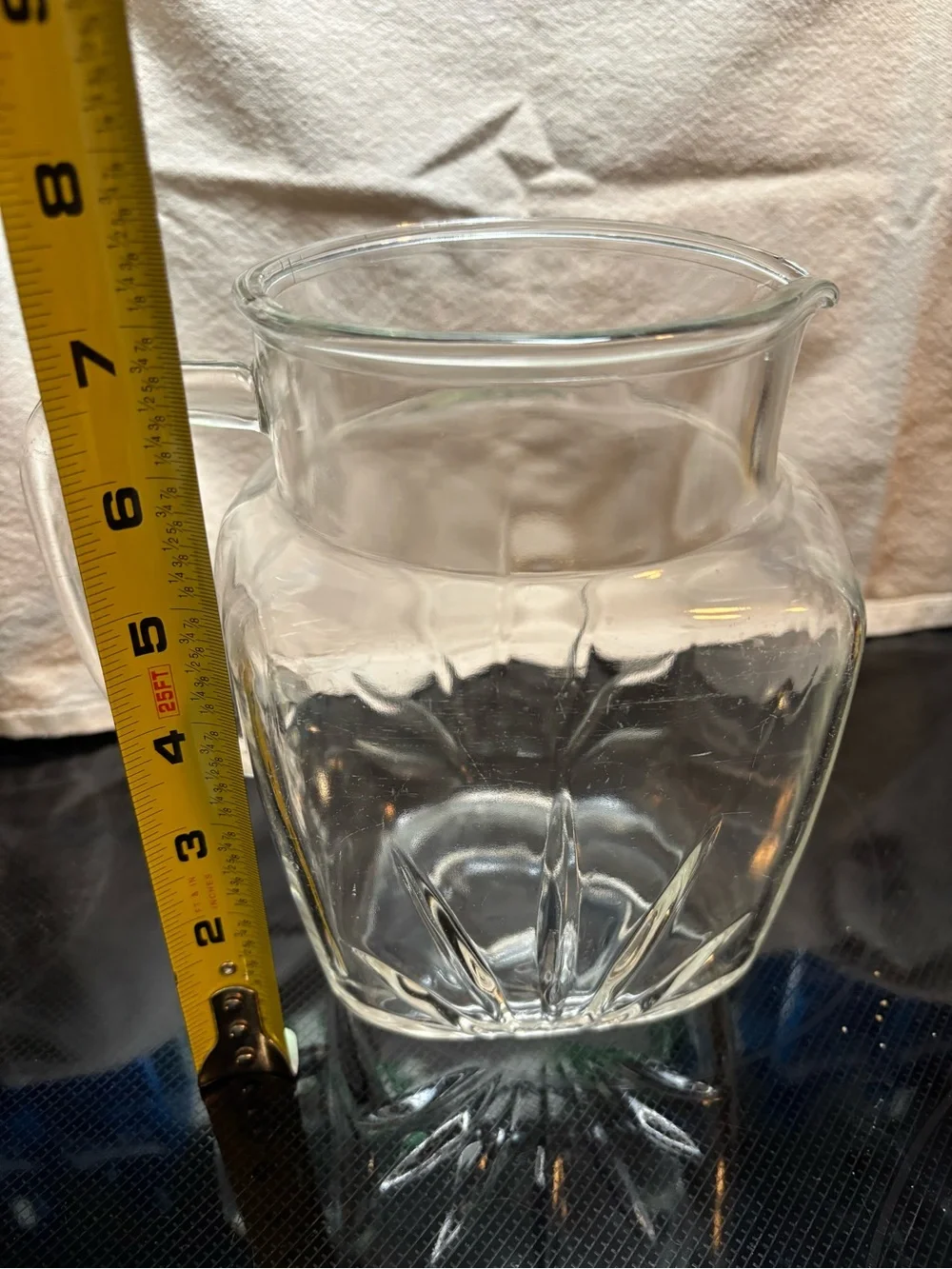 Vintage 1960s Starburst Federal Glass Juice Milk Tea Water Pitcher.